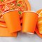 210pcs Orange Paper Plates Disposable Tableware Party Supplies (Orange Color)